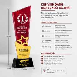 Cúp vinh danh ngôi sao in UV sắc nét, nhận làm theo yêu cầu từ 1 chiếc tặng kèm hộp quà